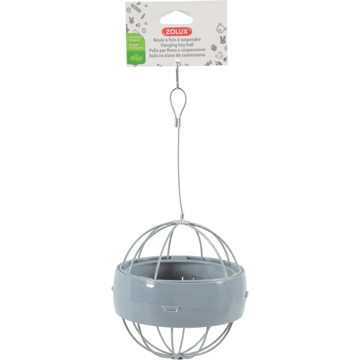 Zolux Plastic Hanging Hay Ball Holder 14 cm - Grey