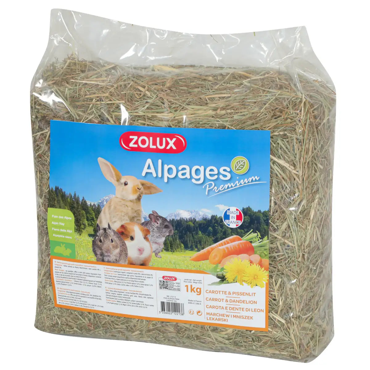Zolux Premium Alpine Hay With Carrot & Dandelion 1 Kg - 1 kg