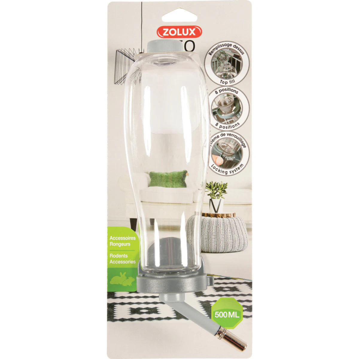 Zolux Rodent Water Feeder - Grey · 500 ml