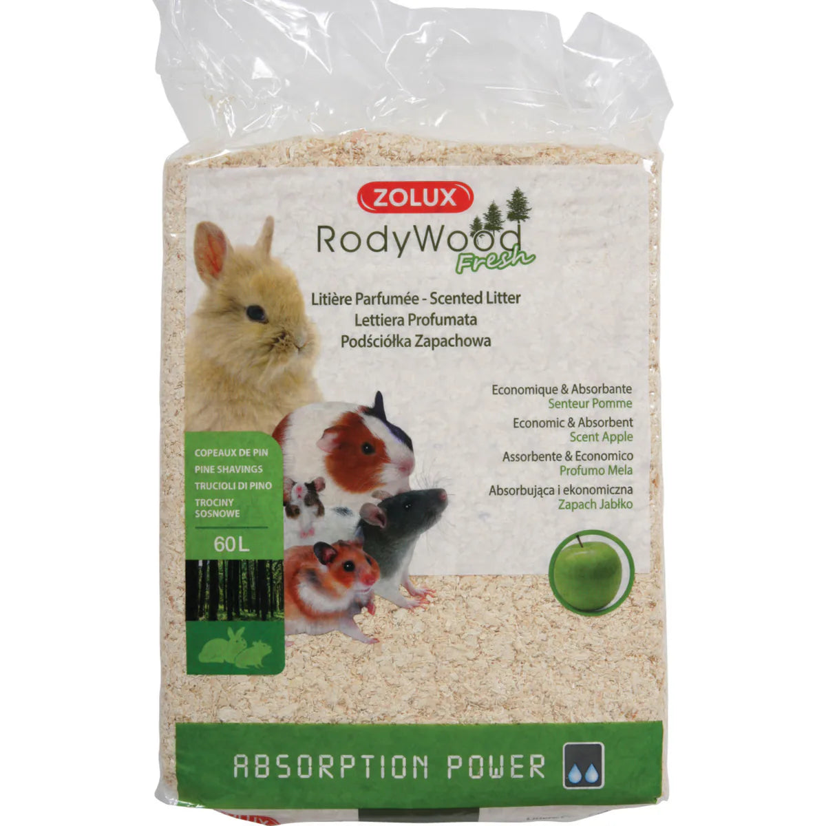 Zolux Rodywood Fresh Rodent Litter 60 L - Apple