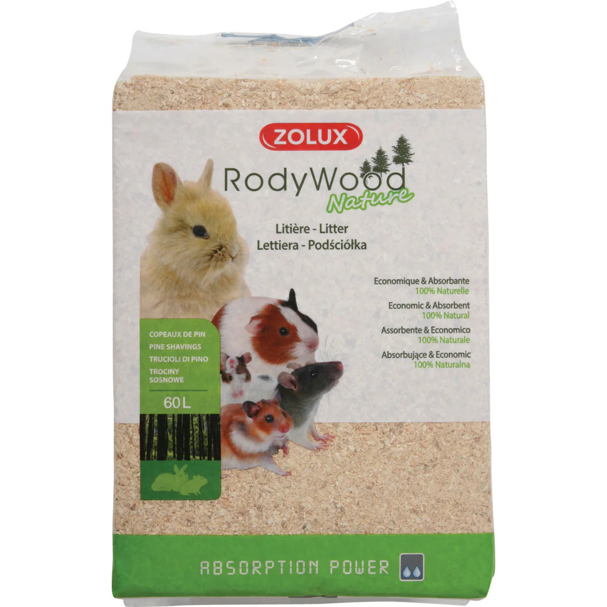 Zolux Rodywood Fresh Rodent Litter 60 L - Nature