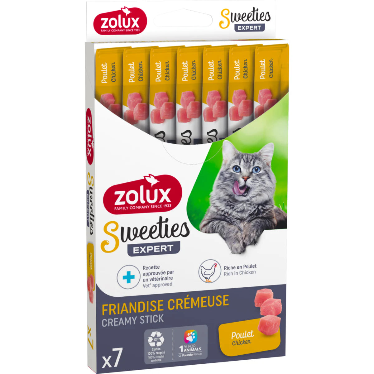 Zolux Sweeties Creamy Cat Treats – 7 Sticks - Chicken