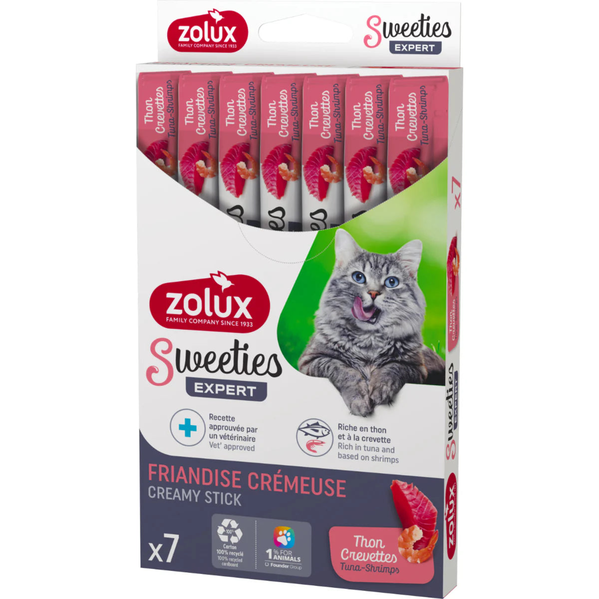Zolux Sweeties Creamy Cat Treats – 7 Sticks - Tuna & Shrimp