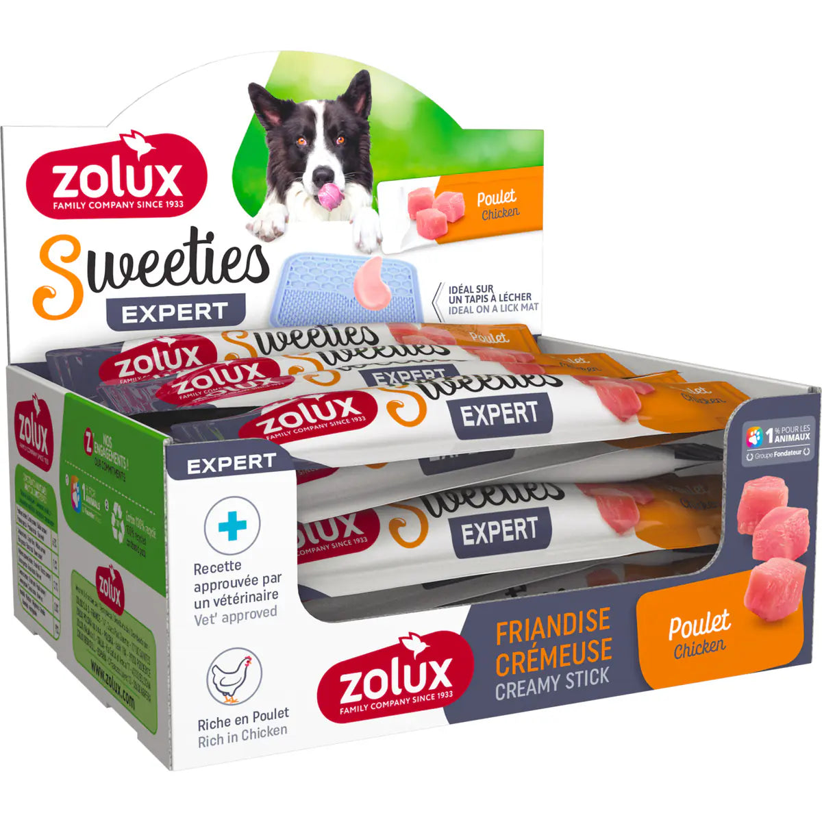 Zolux Sweeties Creamy Dog Treats – 48 Sticks - Chicken