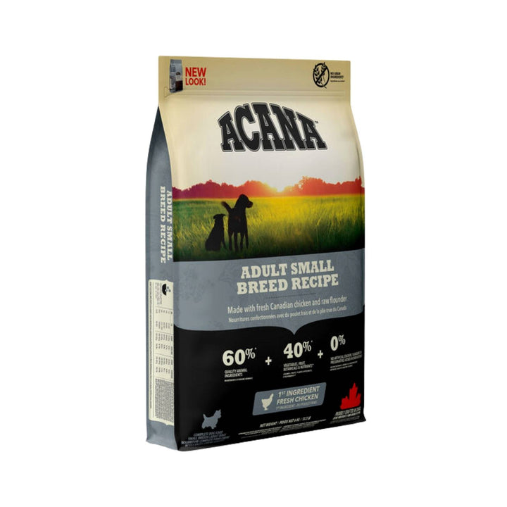 Acana Adult Small Breed is loaded with free-run chicken, wild-caught flounder, and whole nest-laid eggs, which are brimming with goodness and taste.