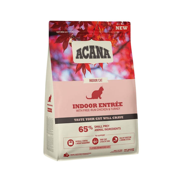 Acana Indoor Entree Cat Dry Food - Wholesome Nutrition for Happy Indoor Cats - Front Bag