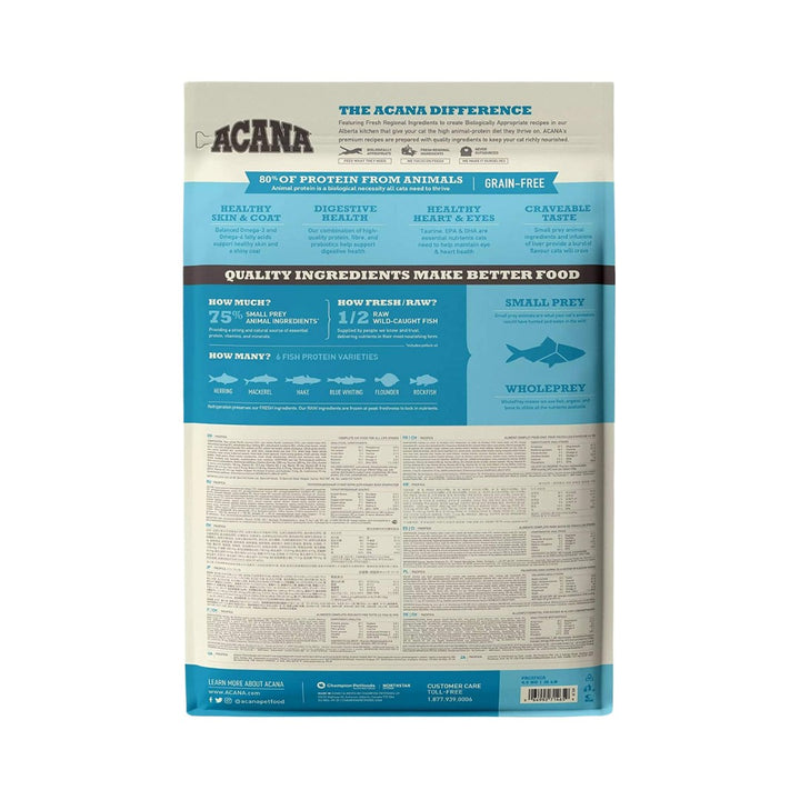 Acana Pacifica Fish Cat Dry Food - Wholesome Nutrition for Cats of All Life Stages - Back Bag