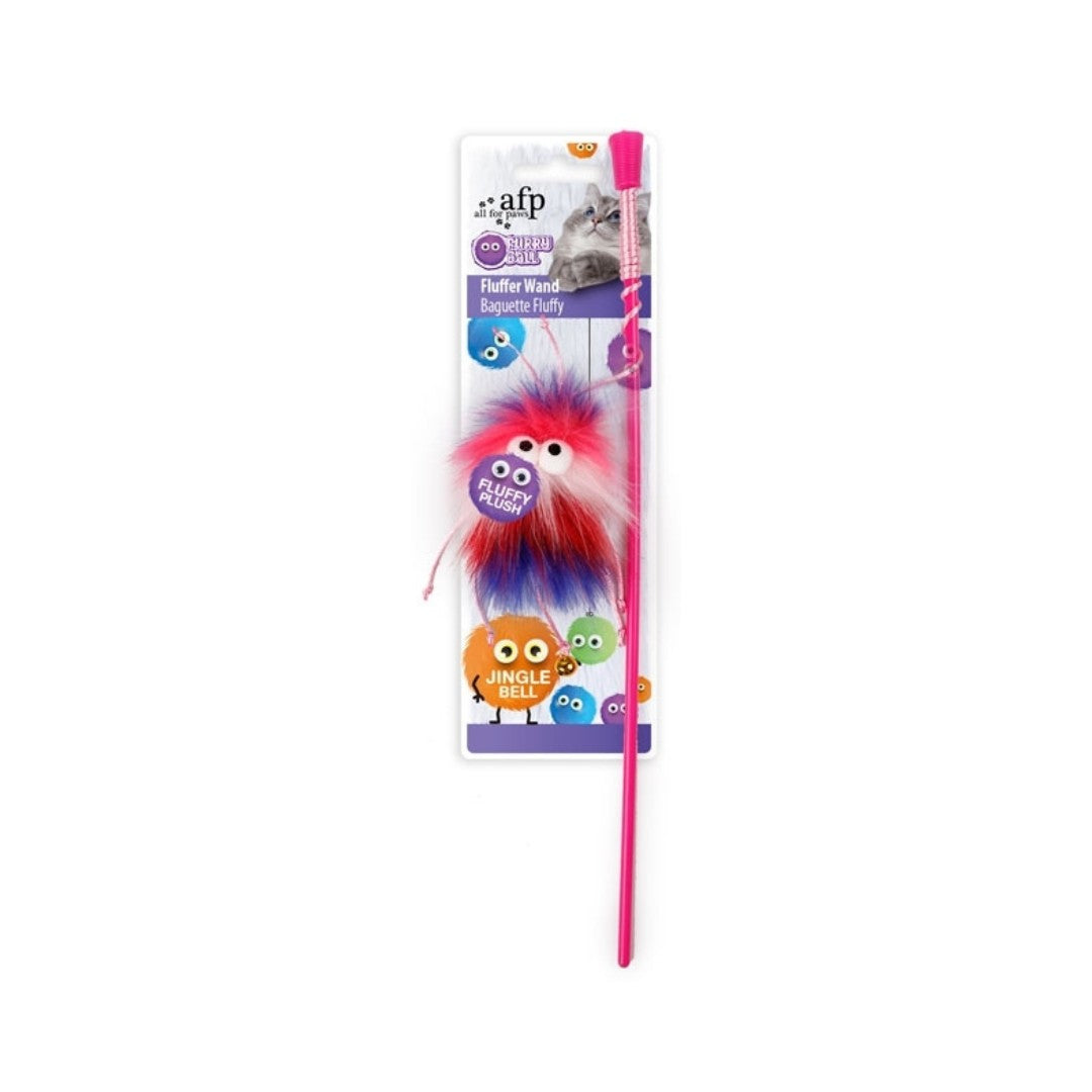 All For Paws Fluffer Wand Cat Toy, a Colorful and Fluffy plush with a Jingle bell and Catnip inside, is exactly what cats love about this toy Pink.