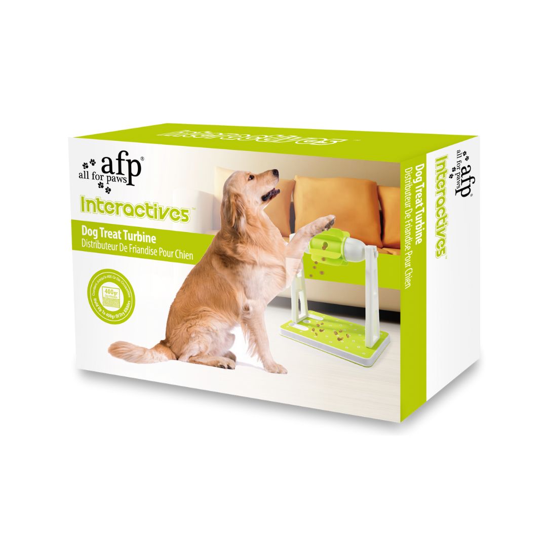 All For Paws Interactive Dog Treat Turbine Fun and positive challenge Select the number of open holes to dispense treats Box.