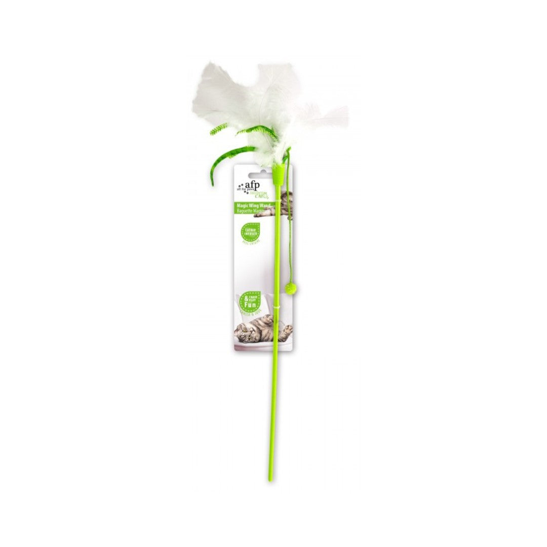 All For Paws Magic Wing Wand Cat Toys as the feisty feline leaps, bounds, and chases this magic wing wand until her heart's content Green.