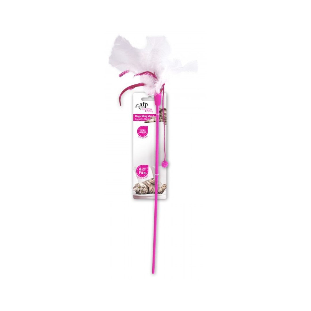 All For Paws Magic Wing Wand Cat Toys as the feisty feline leaps, bounds, and chases this magic wing wand until her heart's content Pink.