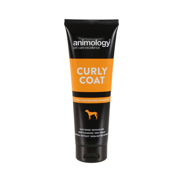 Animology Curly Coat Dog Shampoo – an easy rinse formula designed for deep cleaning and detangling your pet with love and care. 