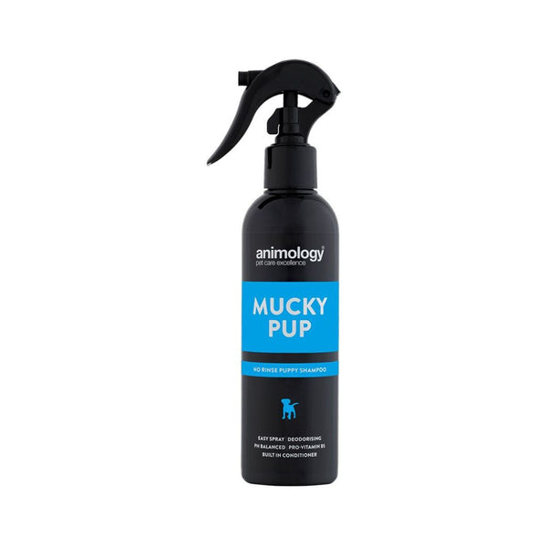 Animology Mucky Pup - a no-rinse puppy shampoo spray enriched with vitamins and conditioners to help remove dirt and odor from your furry friend's coat.