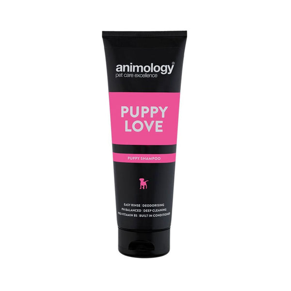 Animology Puppy Love is a gentle shampoo specially designed for puppies aged six weeks and above. However, it can also be used as a regular dog shampoo.