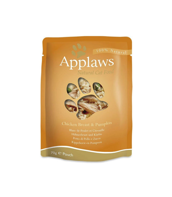 Applaws Chicken with Pumpkin Pouch is 100% natural, a premium complementary cat food made using only the ingredients listed on the label.