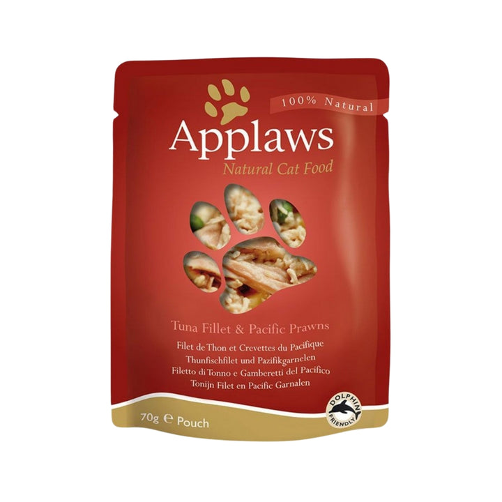 Applaws Tuna with Prawn Cat Food Pouches are a convenient way to give your cat the highest quality meat protein.