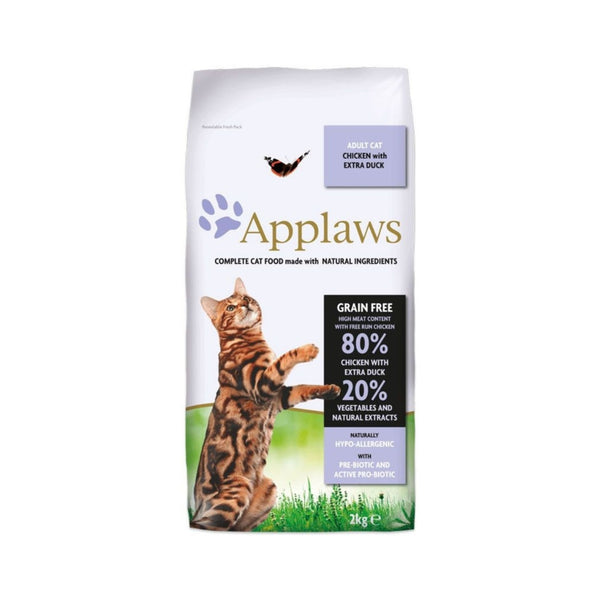 Applaws Cat dry Chicken & Duck has 20% vegetables, 80% meat content and is grain-free. This product is a high-quality premium dry food for adult cats.