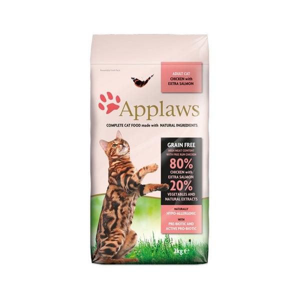 Applaws Natural Complete Adult Cat Dry Food Grain Free Chicken & Salmon. This premium dry food has natural ingredients, added vitamins, and minerals.