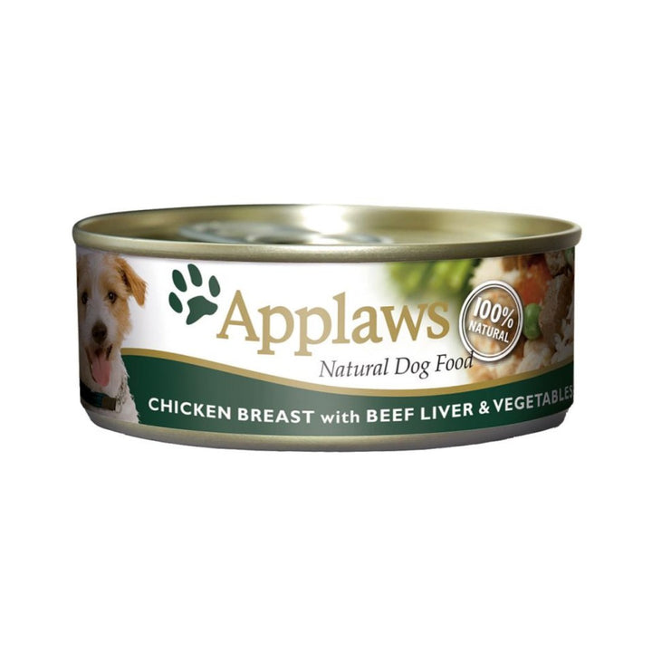 Applaws Chicken with Beef Liver Dog Wet Food - Premium Natural Ingredients - Front Tin
