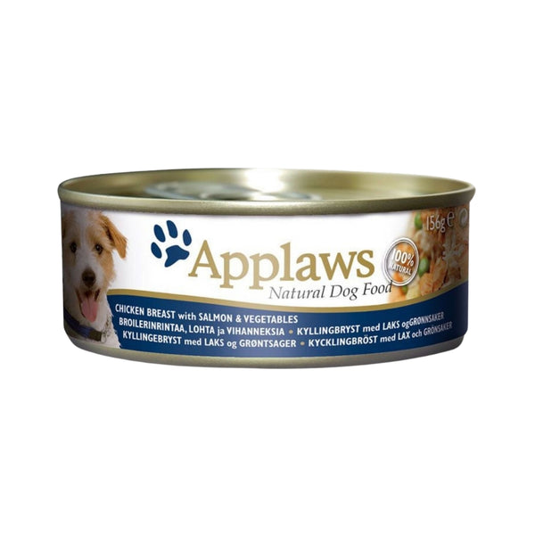 Applaws Chicken with Salmon Dog Wet Food - Rich in Omega 3 &amp; 6, Taurine, and Arginine. All Natural - Front Tin