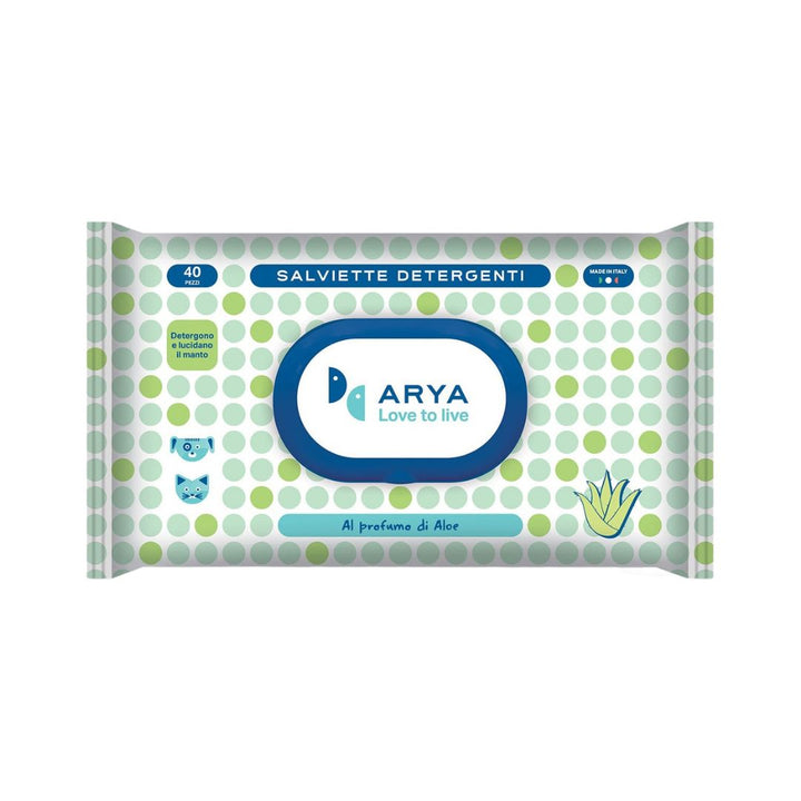 Arya Pet Wet Wipes Aloe For Dogs and Cats cleansing wipes are soaked in a refreshing lotion. For everyday hygiene to clean your dog, cat, or puppy without using water.