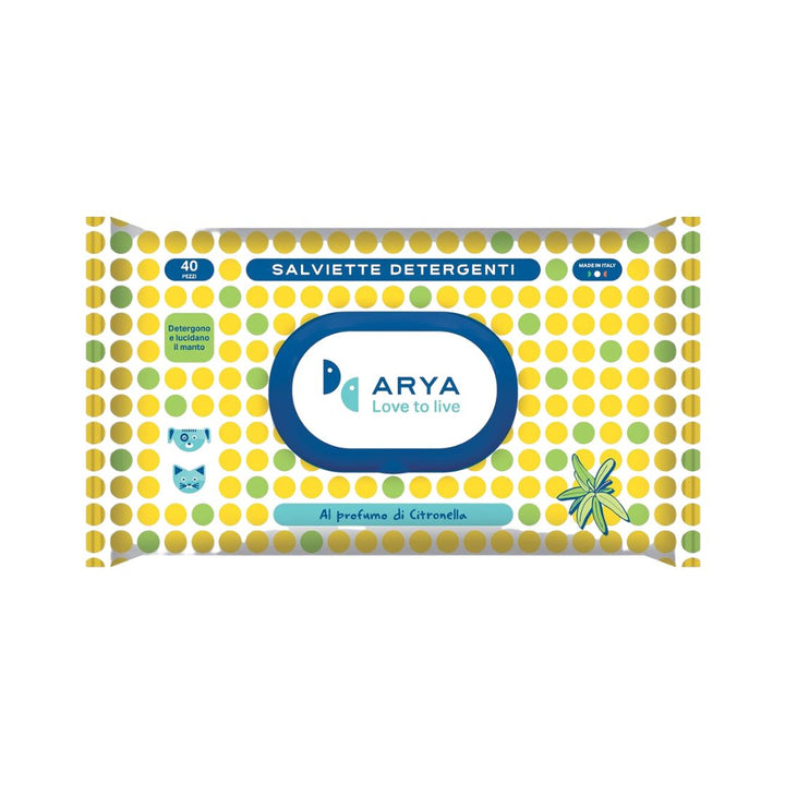 Arya Pet Wet Wipes Lemongrass For Dogs and Cats cleansing wipes are soaked in a refreshing lotion. For everyday hygiene to clean your dog, cat, or puppy without using water.