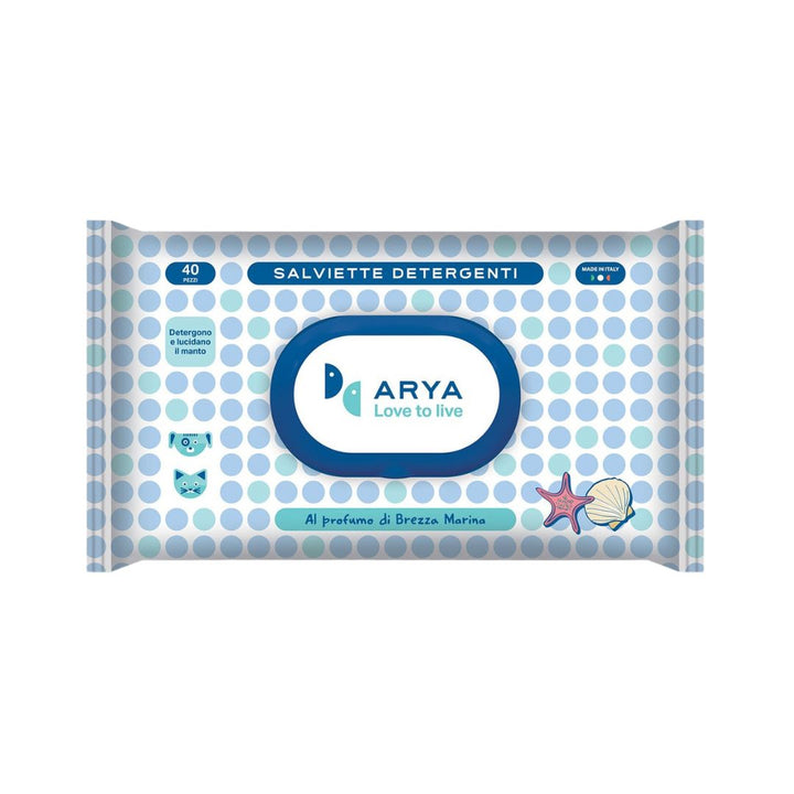 Arya Pet Wet Wipes Sea Breeze For Dogs and Cats cleansing wipes are soaked in a refreshing lotion. For everyday hygiene to clean your dog, cat, or puppy without using water.
