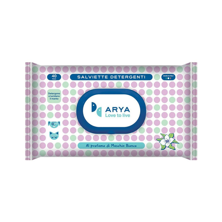 Arya Pet Wet Wipes White Musk For Dogs and Cats cleansing wipes are soaked in a refreshing lotion. For everyday hygiene to clean your dog, cat, or puppy without using water.