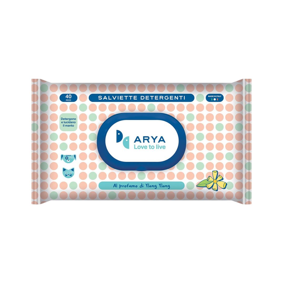Arya Pet Wet Wipes YLANG For Dogs and Cats cleansing wipes are soaked in a refreshing lotion. For everyday hygiene to clean your dog, cat, or puppy without using water.