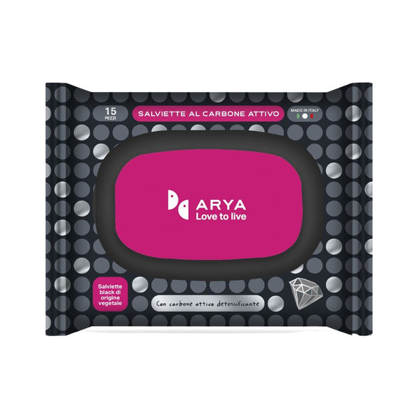 Arya Pets Wet Wipes with Active Carbon Black fabric wet wipes with 100% biodegradable fibers, specifically studied for cleansing and caring for dogs, cats, and puppies.