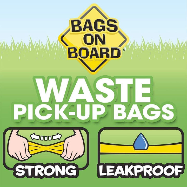 dog poop bags are strong, durable, and 100% leak-proof guaranteed. Bags on Board waste bags refill and fit all Bags on Board dog waste bag dispensers, so you do not need to buy a new one.