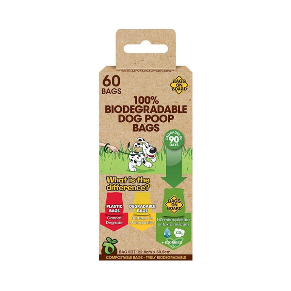 100% Biodegradable Dog Poop Bags will break down and decompose in just 90 days helping keep our landfills seas and the entire planet plastic free.