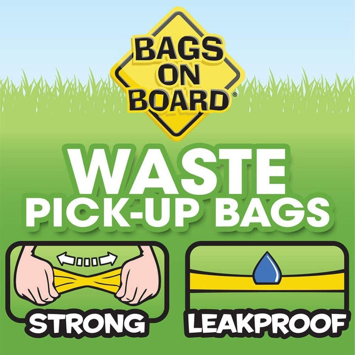 Bags on Board Dog Waste Pick-up Refill Poop Bags make picking up dog poop and pet waste quick, easy, and simple whether on a walk or in the backyard.