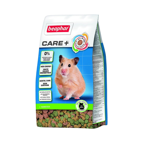Beaphar Care+ pellets are created through an "extrusion" (heating) process to facilitate the digestion of proteins for hamsters.