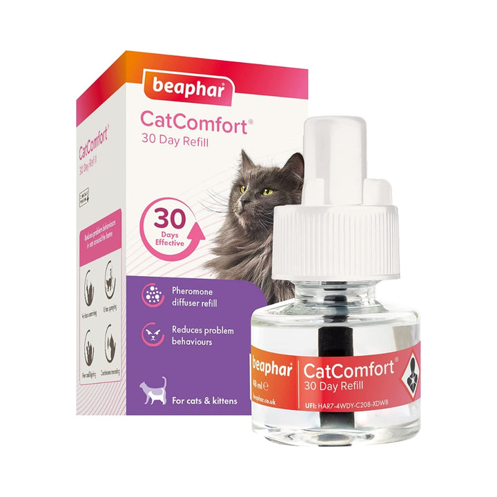 Beaphar CatComfort Refill 48ml offers cats a simple, efficient way to decrease destructive behaviors, such as scratching, urination, and anxiety Box. 