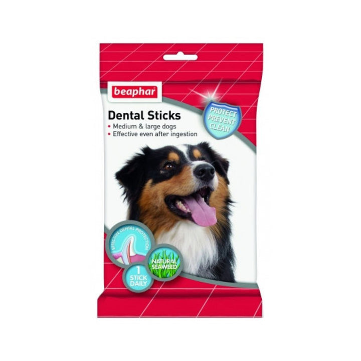 Beaphar Dog Dental Sticks provide your pup with a great source of superfood spirulina. As your pup chews, the star-shaped sticks help with the natural cleaning of teeth and mouth - Large Dog.
