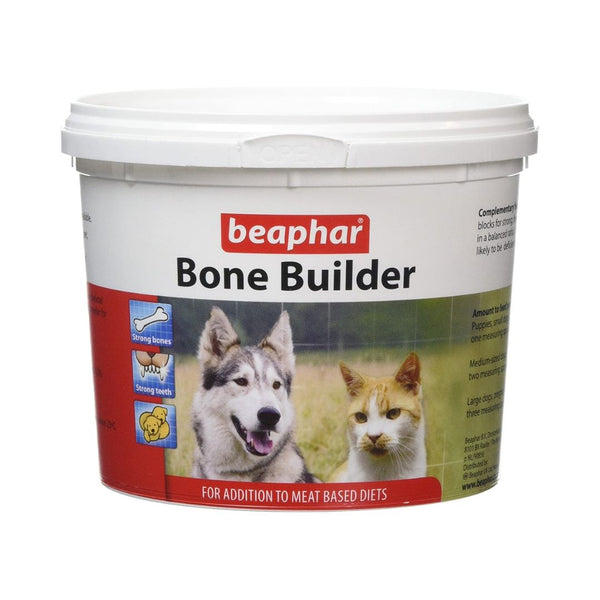Beaphar Bone Builder for Cats and dogs provides strong, healthy bones and teeth It is a nutritional supplement containing calcium and phosphorous.