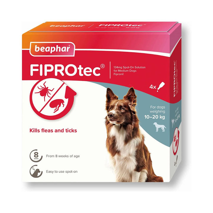 Beaphar Fiprotec Spot-On For Medium Dog, 4 Pipette Dubai Pet Shop Petz.ae