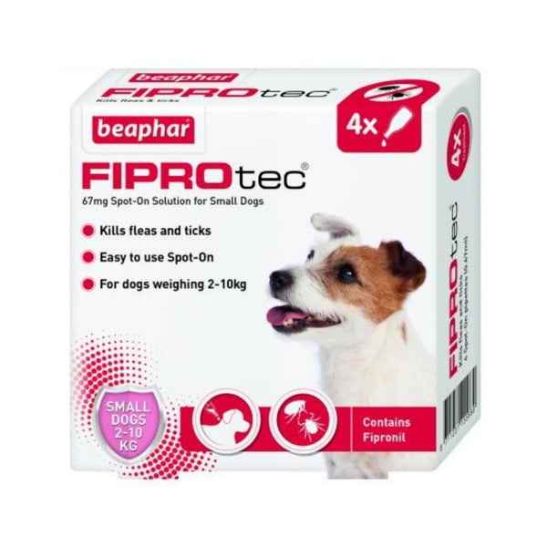 Beaphar FIPROtec® Spot-On for Small Dogs kills fleas and ticks on small dogs and continues to kill fleas for up to five weeks and ticks for up to four.