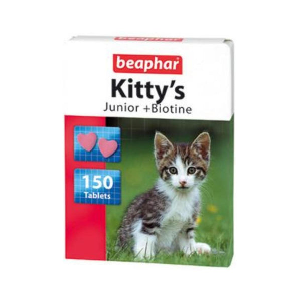 Beaphar Kittys Biotine for Kittens - a pack of 150 natural yeast treats enriched with a range of essential vitamins, minerals, and trace elements. 