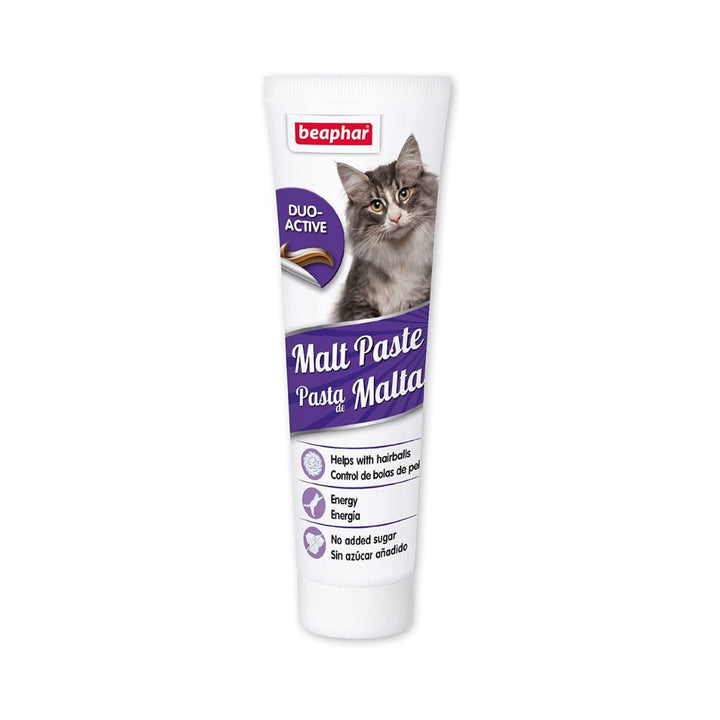 Beaphar Malt Paste Anti-Hairball For Cats provides two highly beneficial pastes in one tube, helping to keep cats healthy and happy.