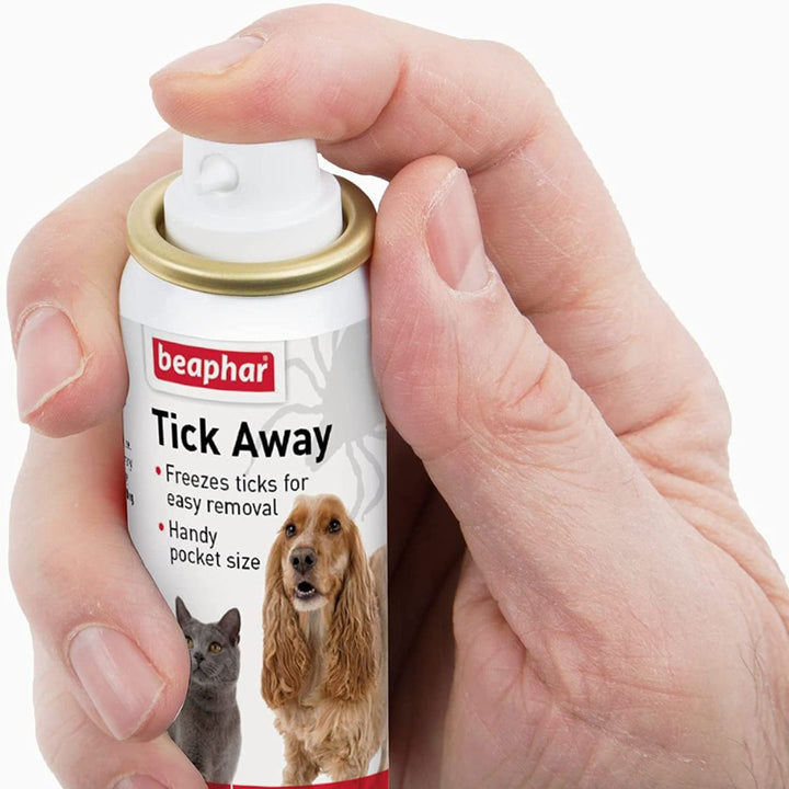 Beaphar Tick Away is a non-toxic spray that freezes ticks for easy removal. The product is safe and easy to use.