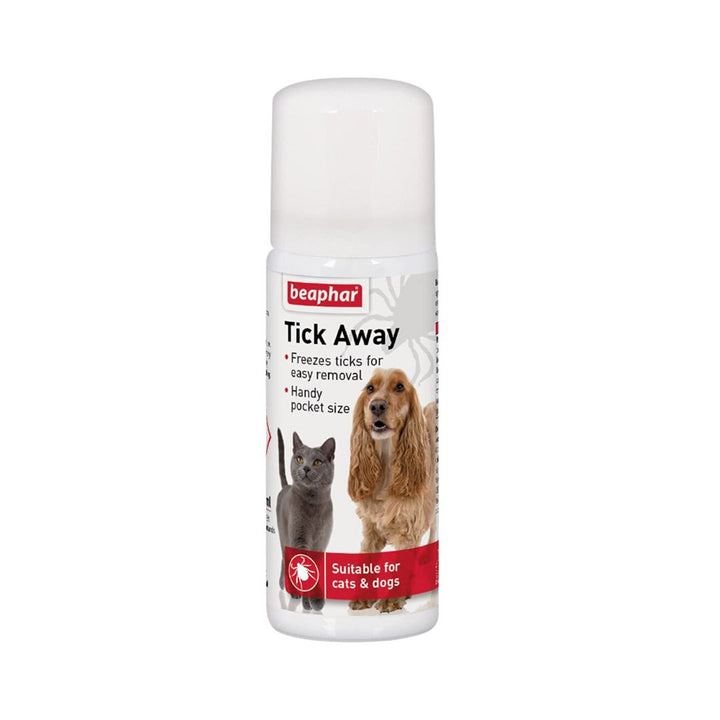 Beaphar Tick Away Spray uses a non-toxic formula to instantly and painlessly freeze ticks for easy removal. 