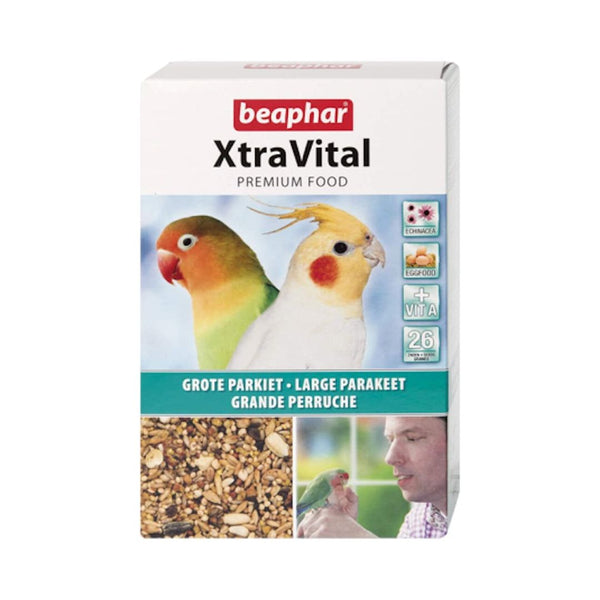 Beaphar XtraVital Large Parakeet Feed is a tasty, well-balanced, super-premium food, that has been developed in cooperation with nutrition experts, vets, and bird experts. 