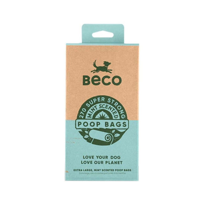 Beco Bags Mint Scented Pets Poop Bags are big, strong, and leak-proof, with a fresh mint scent to mask unpleasant smells. Coming in at 22.5 x 33cm they are extra long and thick to protect your hands.