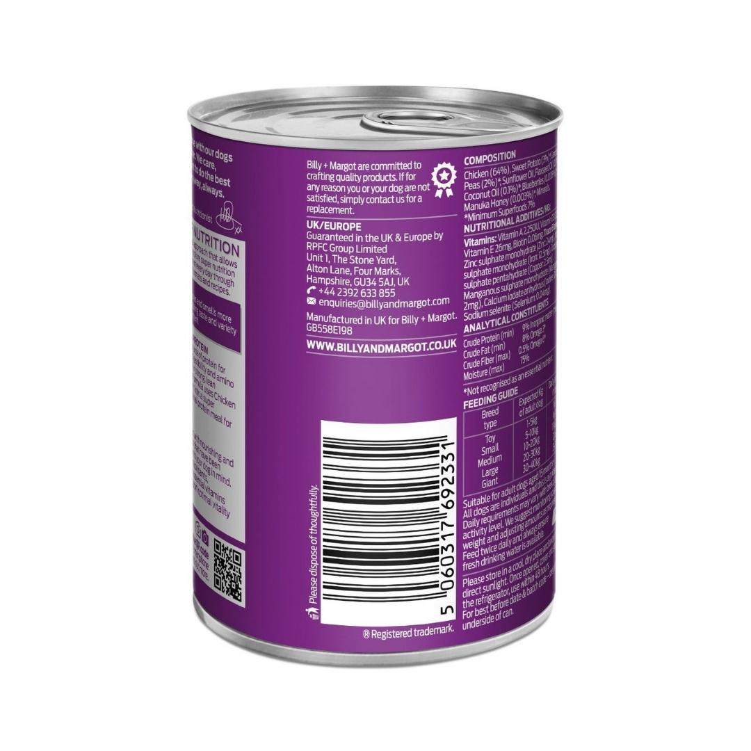 Billy & Margot Adult Chicken with Superfoods Dog Wet Food - Back Can
