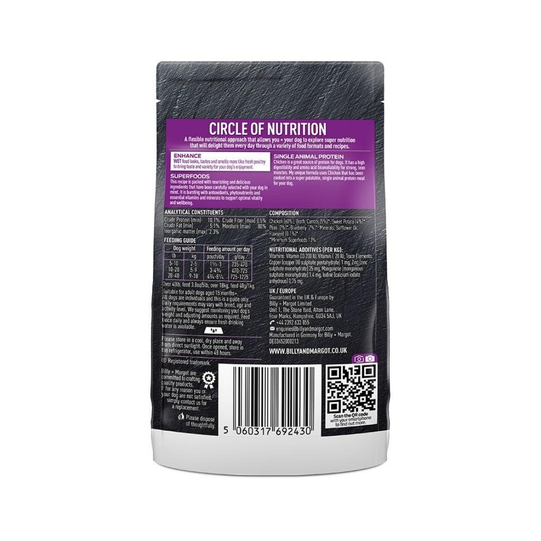 Billy & Margot Chicken with Superfoods Dog Wet Food - Back Pouch 
