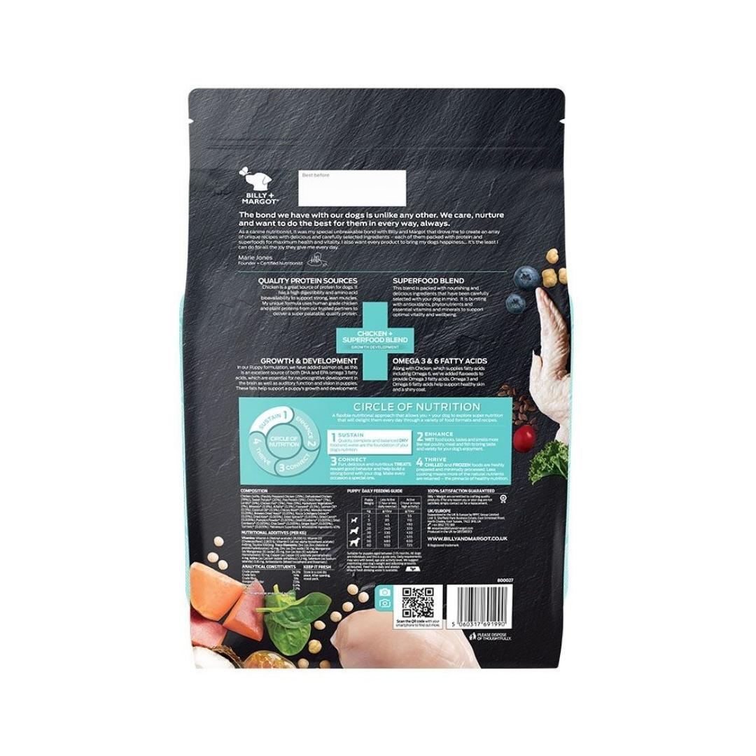 Billy & Margot Puppy Chicken + Superfood Blend Puppy Dry Food - Back Bag
