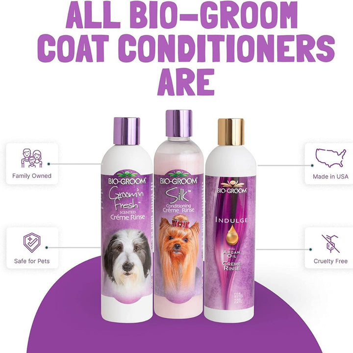 Bio-Groom Cream Rinse Conditioner Returns moisture to the skin and coat for Dogs. Builds strength and body to the coat, Controls fly-away hair, and Removes tangles.5