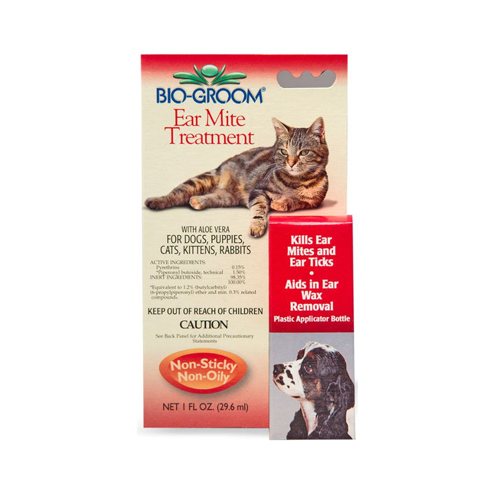 Bio-Groom Ear Mite Treatment with Aloe Vera for Dogs, Puppies, Cats, Kittens, and Rabbits. Kills Ear Mites and Ear Ticks. Aids in Ear Wax Removal. Non-Sticky and Non-Oily.